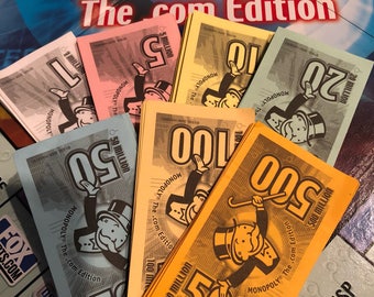 Phoney Monopoly Money .COM Version Millions Denominations - Supply, Games, Art Projects, Banking, Ephemera or Replacement Game Supply