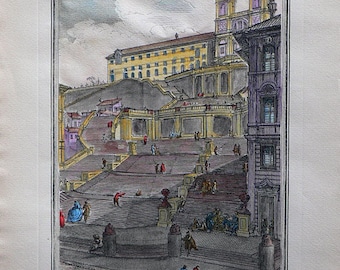 Piranesi - Roma/Italy - Cm. 30 x 57 Inches 11,8 x 22,5 - Printed on high quality paper and water-coloured by hand. Since 1950s
