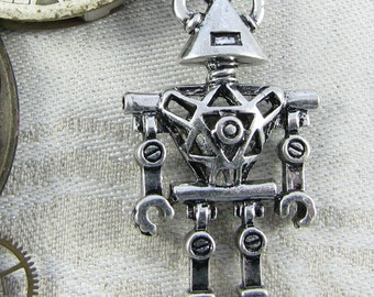 1 or 2, Steampunk, Robot, Steampunk Robot, Robot Charm, Geekery, Science Fiction, Mechanical Robot, Tin Man, SFF049b