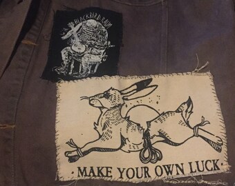 make your own luck patch | screeprinted | folk punk | punk patch | crust punk