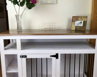 Love(#1onEtsy)-Entertainment Center/Custom Dog Kennel/Handmade Kennel/Dog Bed/Dog Crate Furniture/Pet Furniture/Handcrafted Wood
