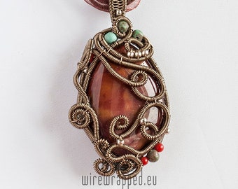 OOAK Mookaite wire wrapped pendant