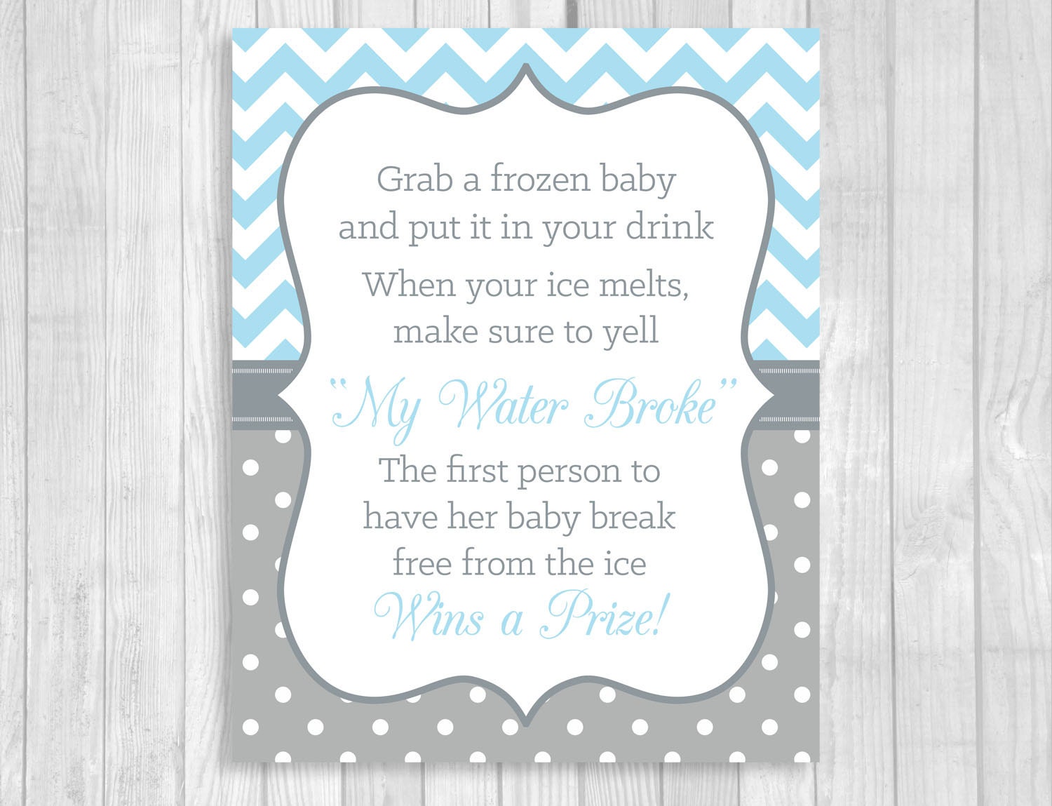 SALE My Water Broke 8x10 Printable Baby Shower Game Boy\u002639;s