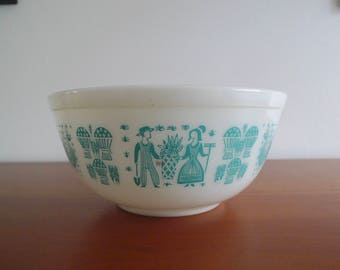 Vintage Pyrex Bowl, Amish, Butterprint Mixing Bowl, Turquoise Blue, #403, Large, 2 1/2 Qt