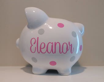 Personalized Piggy Bank.Custom Piggy Bank.Baby Shower Gift.Piggy Bank.Girl Piggy Bank.Gold Piggy Bank.Girl Bank.Newborn Gift.Nursery.