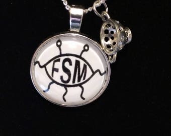 Sterling silver chain Flying Spaghetti Monster necklace