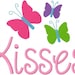 Valentine's Day Easter Spring Butterfly Kisses Embroidery Design Appliqué Digital Instant Download 4x4 and 5x7