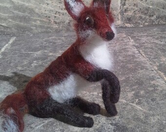 RED - lovely friendly needle felted red fox ornament.