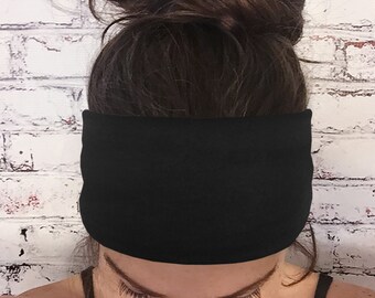 Solid Color Headband - Midnight Black - Eco Friendly Headband - Choose Regular, Tie-Back, or Extra Wide