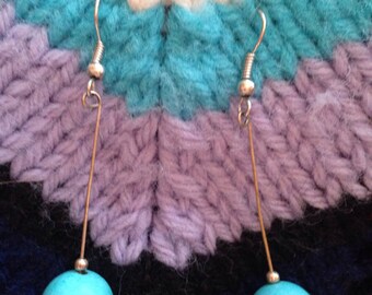 Turquoise ball drop earrings Silver findings