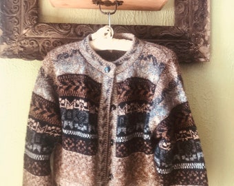M angora /wool button up sweater