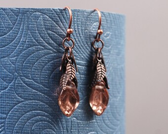 Leaves Earrings - Leaf Earrings - Dangle Earrings - Elven Earrings - Copper Leaf Earrings - Nature Earrings