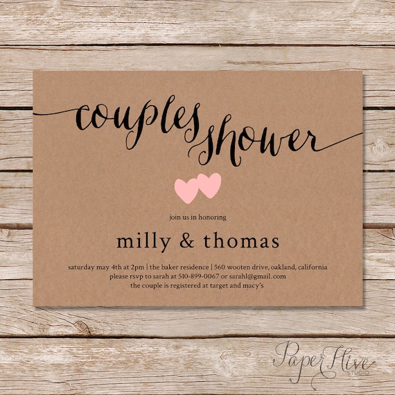 Rustic couples shower invitation / Kraft couples wedding