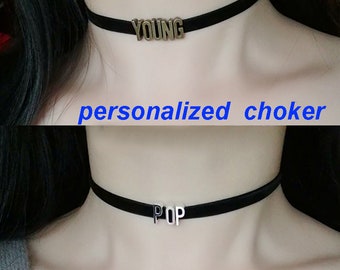 Custom Choker, Personalized Choker, Name Choker, Velvet Choker, Leather Choker, Letter Choker, Women Gift, Women Choker,Bridesmaid Gifts