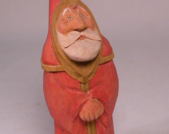 Santa woodcarving Hand Carved Sculpture from Basswood