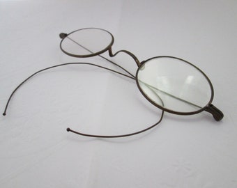 Genuine Antique Oval Eyeglasses with Gold Wire Frames Oval Glasses Gold Wire Eyeglasses Antique Glasses Antique Eyewear gold wire frame