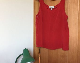 Vintage silk tank in ruby red