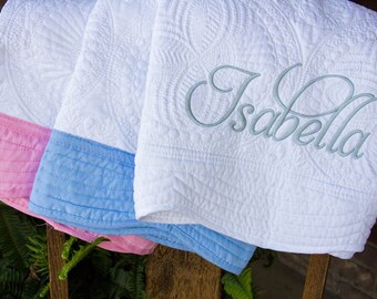 Quilted Baby Blanket w/ Name | Baby Blanket | Baby Quilt | Newborn Blanket | Monogrammed Baby Blanket | Newborn Keepsake | Baby Shower Gift