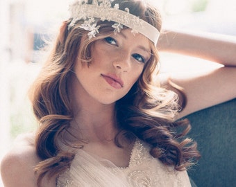 Beaded floral vine headband