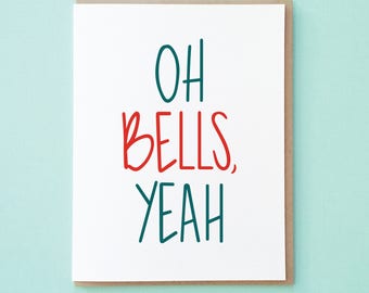 Funny Christmas Card. Oh Bells, Yes! Holiday Card Set. Sleigh Bells. Christmas Bells. Jingle Bells Card. Xmas Card.