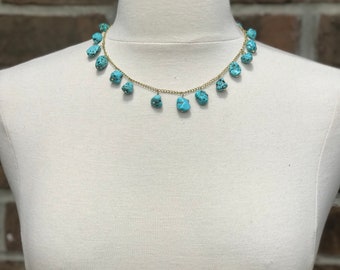 Turquiose Marble Charm Necklce
