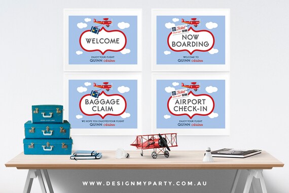 Airline Plane Airport x 4 Signs/Posters Personalised