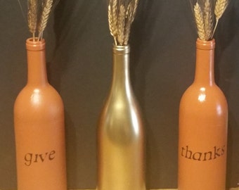 Give Thanks Wine Bottle Trio