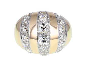 Retro Bombé Old-Cut Diamond Cluster Ring