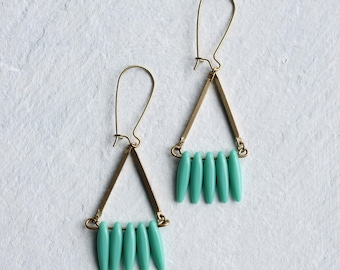 Turquoise Earrings, Geometric Earrings, Spike Earrings, Industrial Earrings, December Birthstone, December Birthday