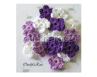 15 pcs Mini Crochet Flowers VIOLETSS