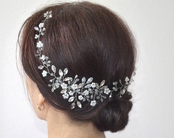 Bridal hair vine Pearl bridal headpiece Bridal floral boho wedding hair piece Long wedding hair vine Boho wreath Bridal halo Veil Accessory