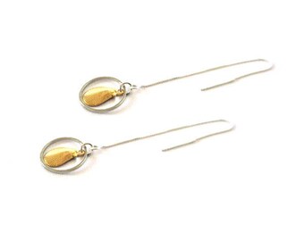 Fine Silver earrings 925 sterling silver and gold chains