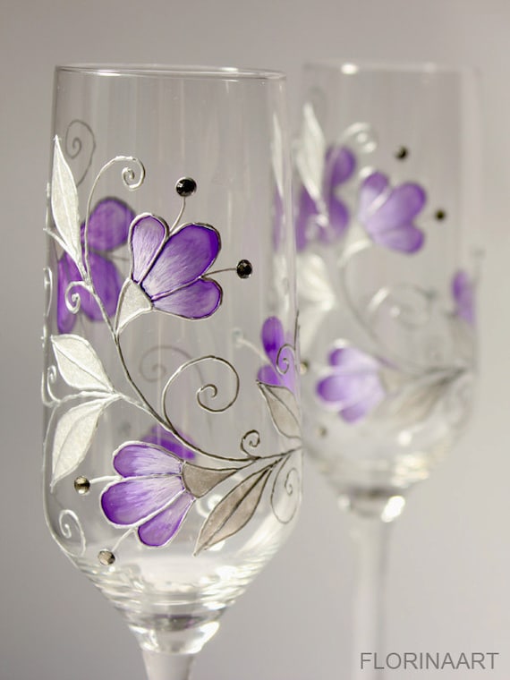Purple Wedding Glasses Purple Wine Glasses Purple Champagne Purple Wedding Glasses Purple Wine Glasses Purple Champagne