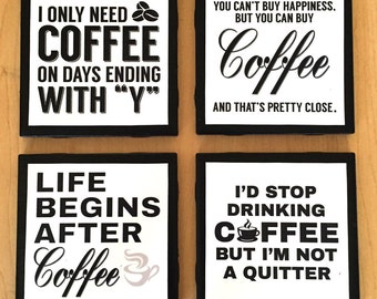 Set of 4 Funny Coffee Coasters