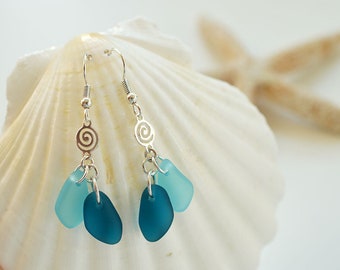 Blue sea glass earrings dangle earrings blue jewelry blue seaglass earrings sea seaglass jewelry bridesmaids earrings bridesmaids jewelry