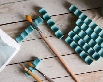Pottery Turquoise Paintbrush Rest - Calligraphy Material