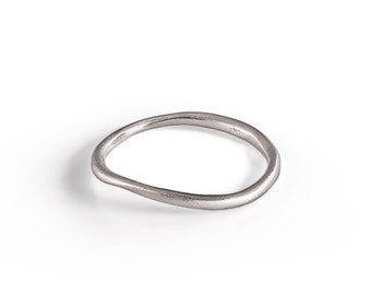 Unique Wedding Band, 14K white Gold Wedding Ring Sculptured By Hand, women Solid Gold wedding Ring. fine jewelry.