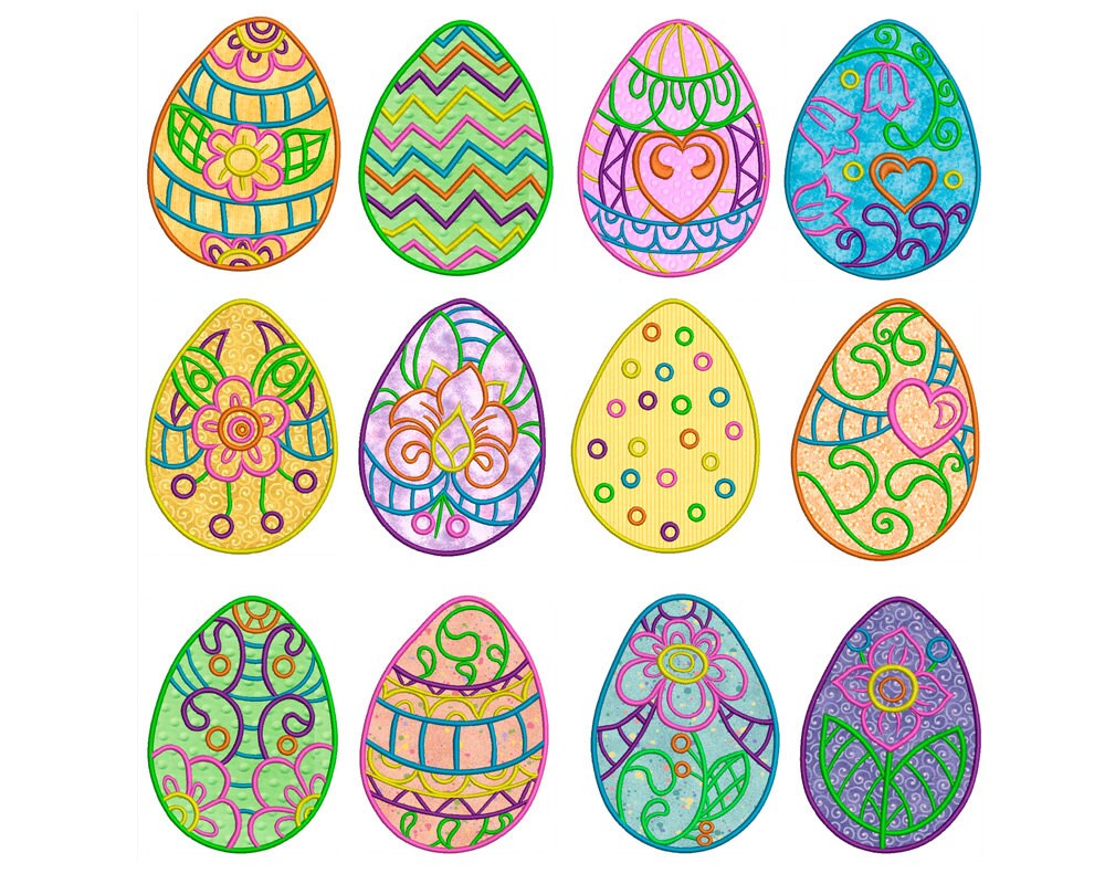 EASTER EGGS Machine Applique Embroidery Instant Digital