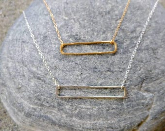 Hammered Open Bar Necklace, Sterling Silver, Gold Fill, Layering Necklace, Bar Necklace, Gold bar Necklace, Silver bar necklace