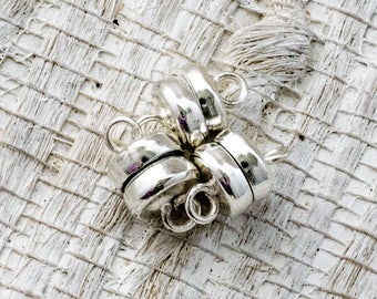 6 Silver Plated 6mm Magnetic Barrel Clasps - Silver Barrel Clasp - 6mm Silver Magnetic Clasp - 1237 - Super Strong Magnet Clasp - Set of 6