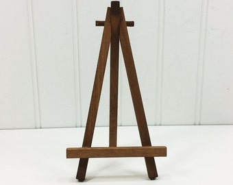 Rustic Brown 6.5 inch Easel, Hand Stained Walnut Tone Tabletop Wood Easel for Miniature Art and Table Signs