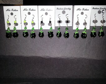 Halloween Lamp-work Earrings (Corn Candy,Ghost,Cats,Cauldrons,Fangs)