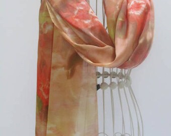 Unique hand painted silk scarf, hand painted silk scarves, brown scarf, unique gift scarf, gift for her, gift scarf, Silk scarf, scarf