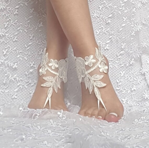 ivory Beach wedding barefoot sandals wedding shoe prom party bridal barefoot sandals beach anklets, bridal accessories