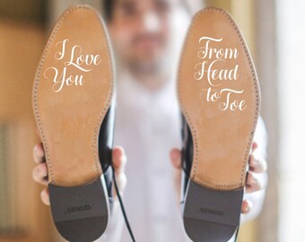 Stickers de mariage / mariage sticker / je t’aime de chaussure décalque de la tête aux pieds / marié Decal / Custom sticker / mens chaussures / chaussures de mariage / cadeau de mariage