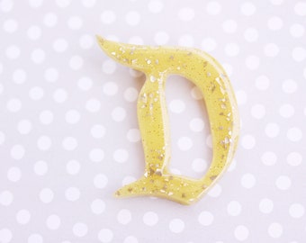 Disney D Brooch - Pale Yellow Classic Disney D Pin