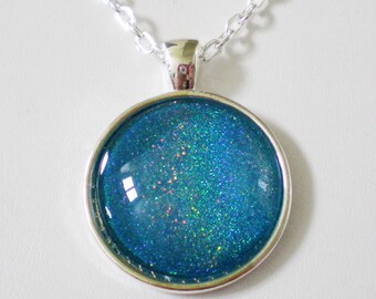 Aqua Turquoise Holographic Nail Polish Necklace Jewelry ILNP Float On Holographic Nail Polish Jewelry
