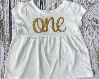 Premier anniversaire, 1er anniversaire, petite fille, tournant, haut de robe, crème, Top en coton, Baby Doll, tunique filles