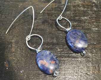 Sodalite and Sterling Silver Earrings
