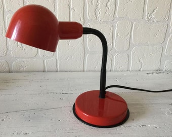 Vintage Table Lamp, Desk Lamp, Retro Lamp, Red Italian Table Lamp